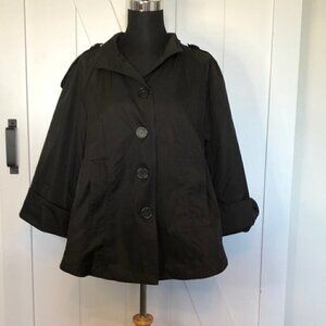 SANDRO fall jacket trench black button up sz sm